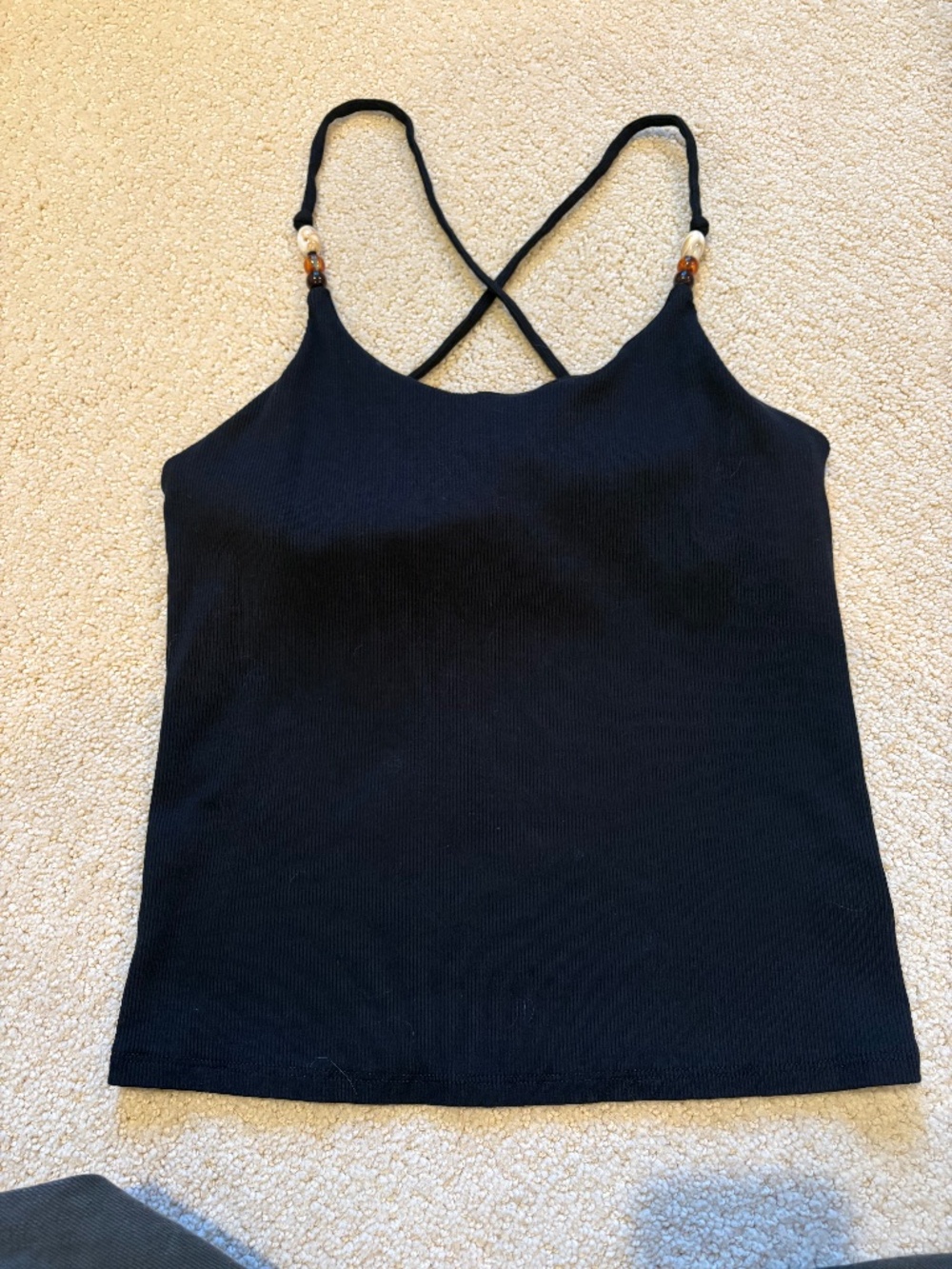 Beaded tank top with shelf bra